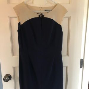 Ellen Tracy Navy and Cream Dress